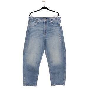 GAP Barrel Jeans Medium Indigo Denim Size 14 / 32 NWT